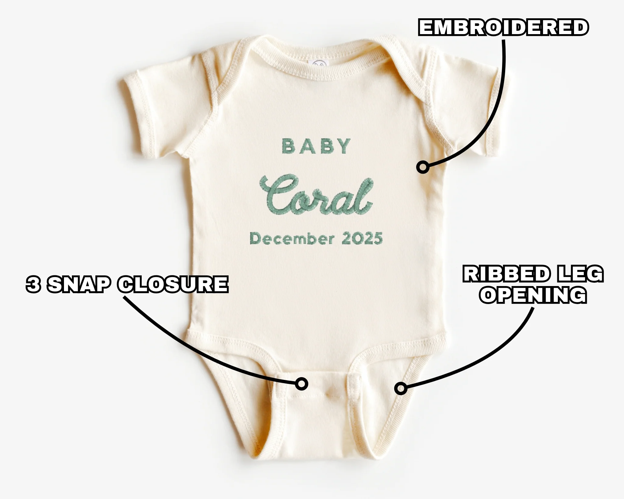 Baby Name Reveal Embroidered Bodysuit - Image 8
