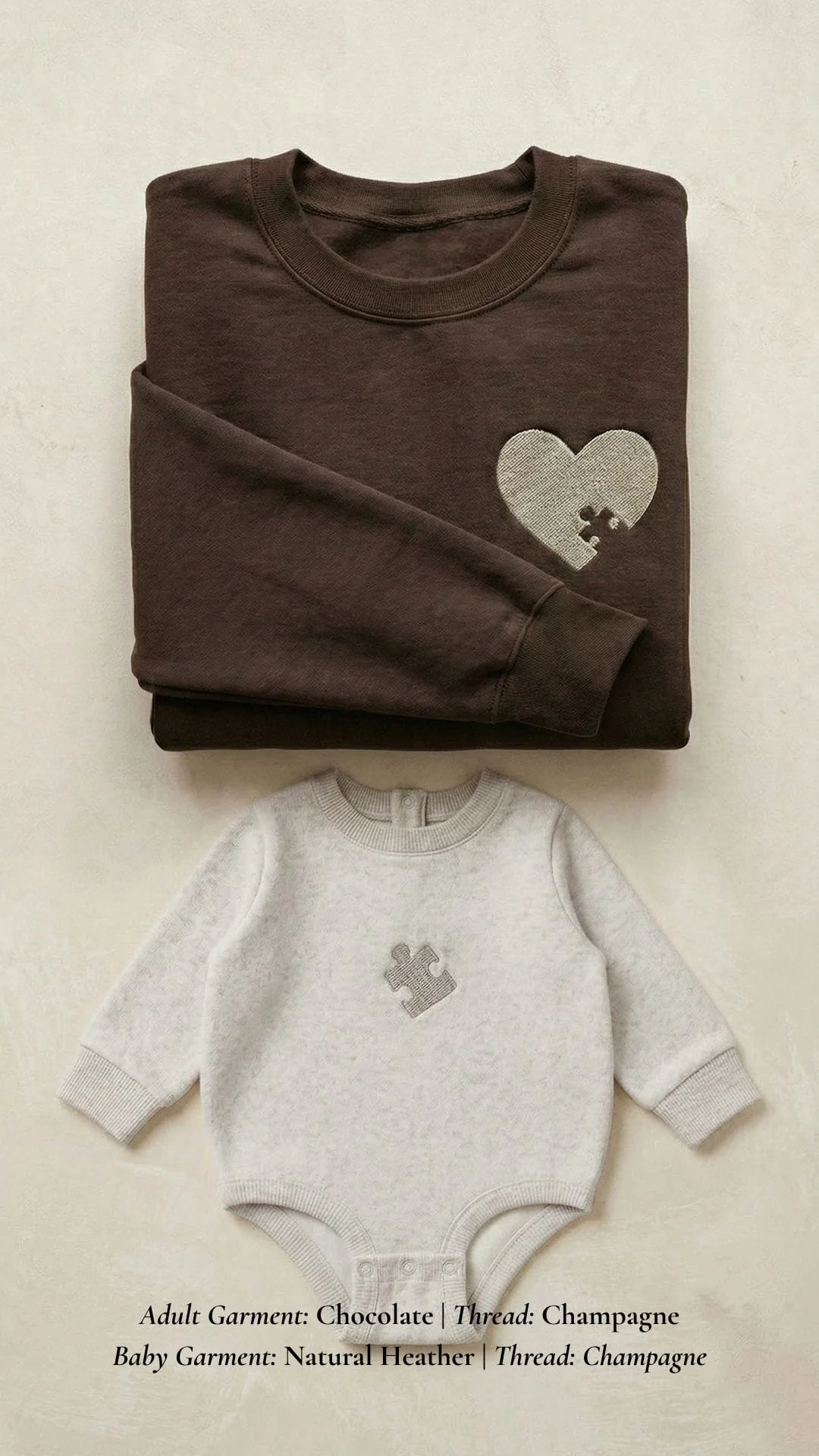 Mama & Mini Puzzle Piece Embroidered Set | Adult Heart Sweatshirt - Image 3