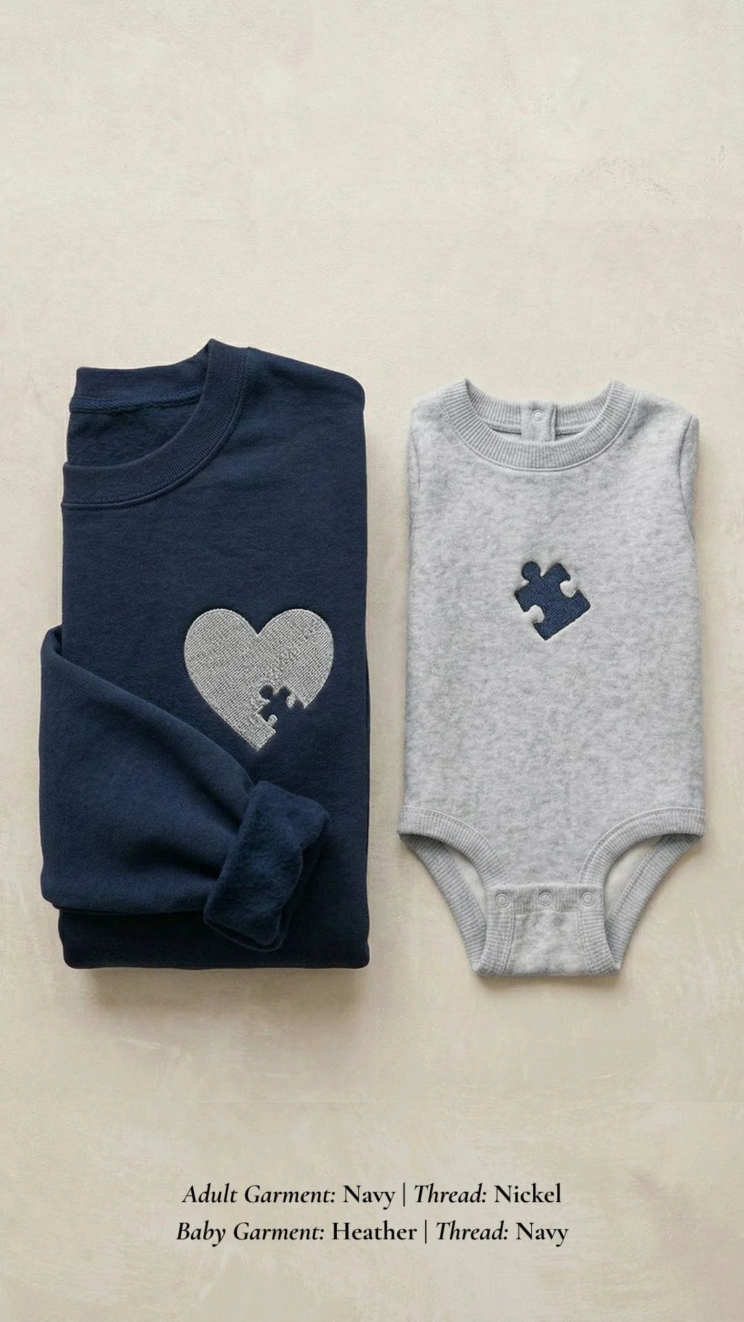Mama & Mini Puzzle Piece Embroidered Set | Adult Heart Sweatshirt - Image 4