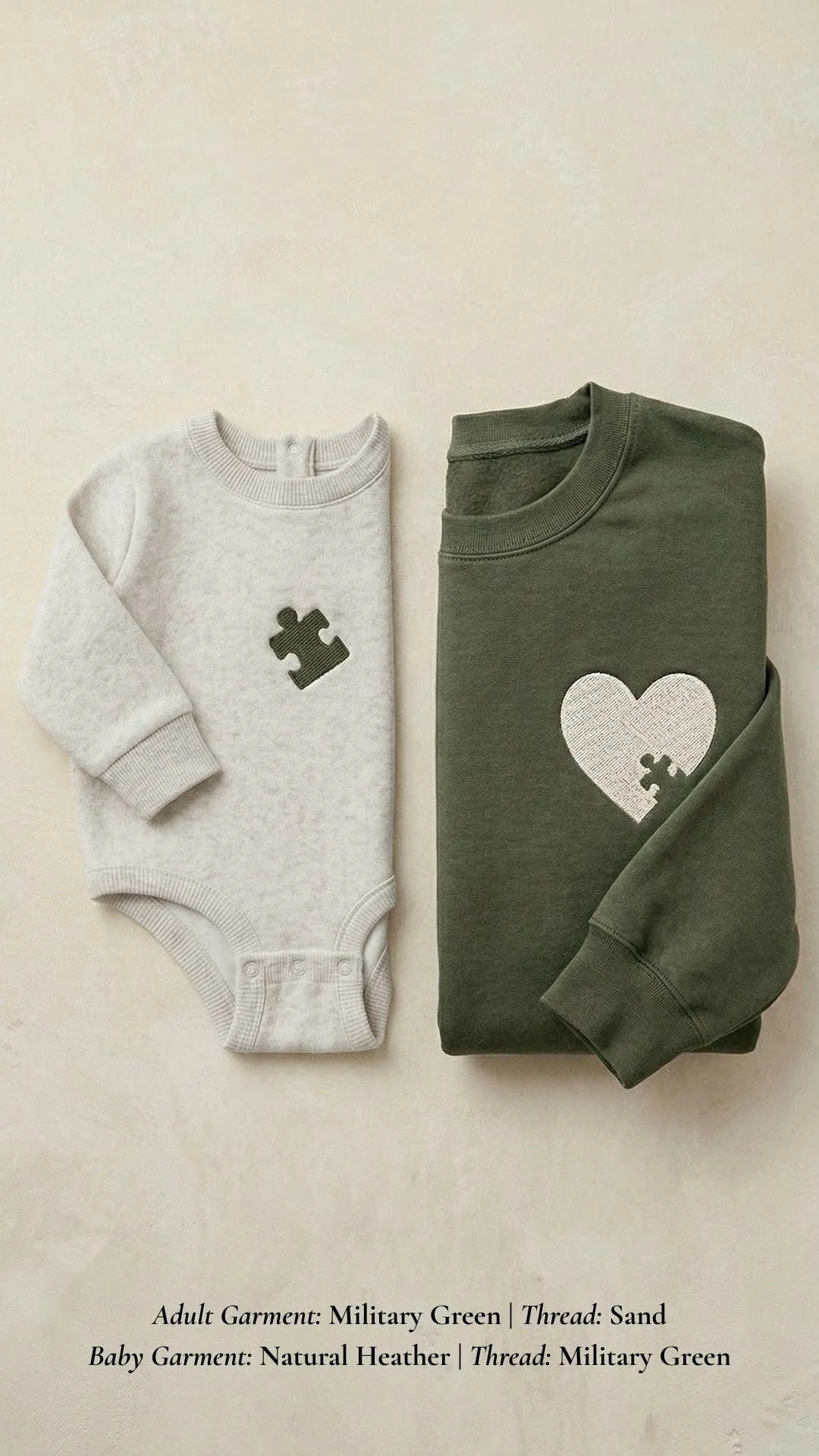 Mama & Mini Puzzle Piece Embroidered Set | Adult Heart Sweatshirt - Image 5