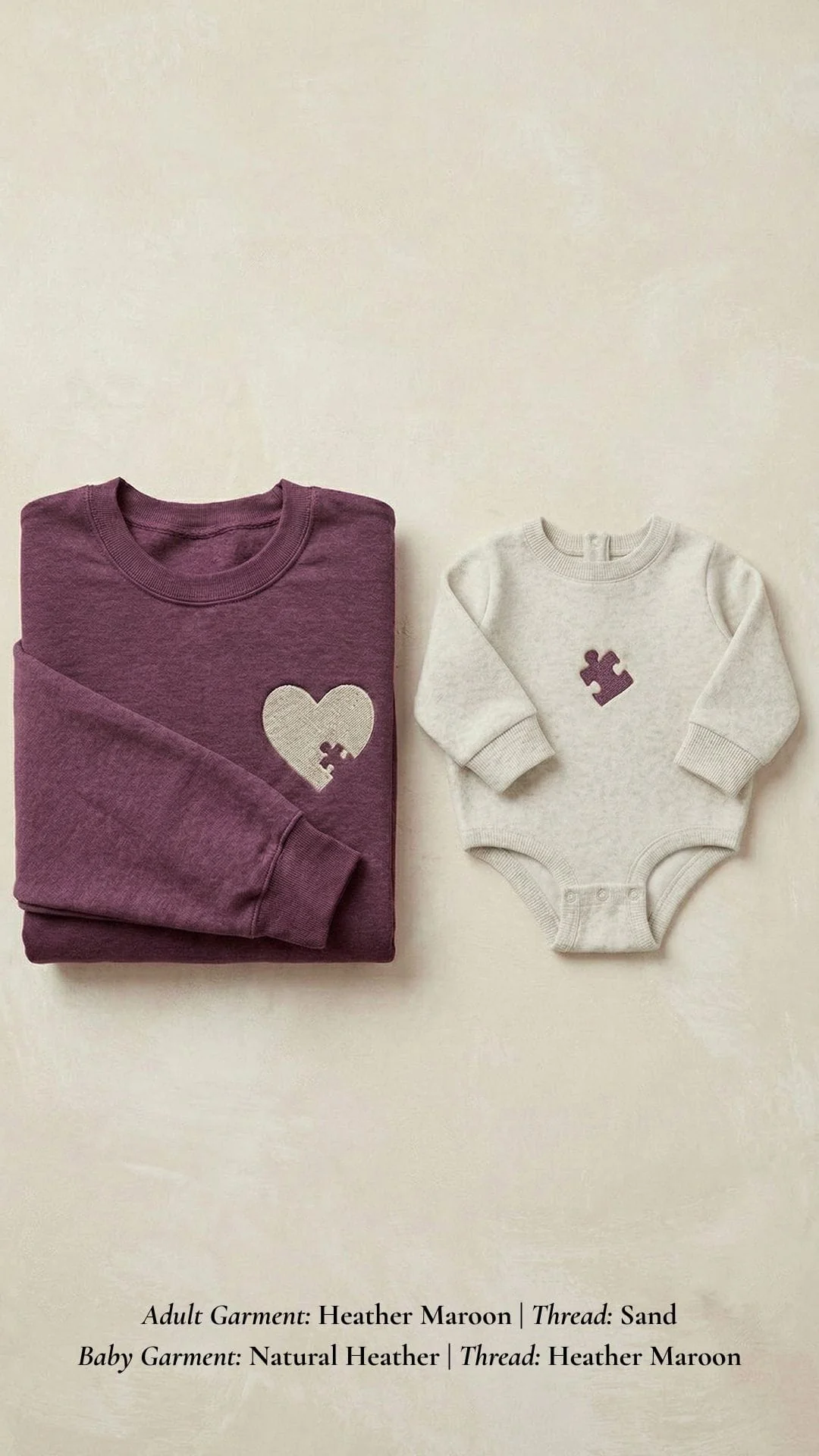 Mama & Mini Puzzle Piece Embroidered Set | Adult Heart Sweatshirt - Image 6