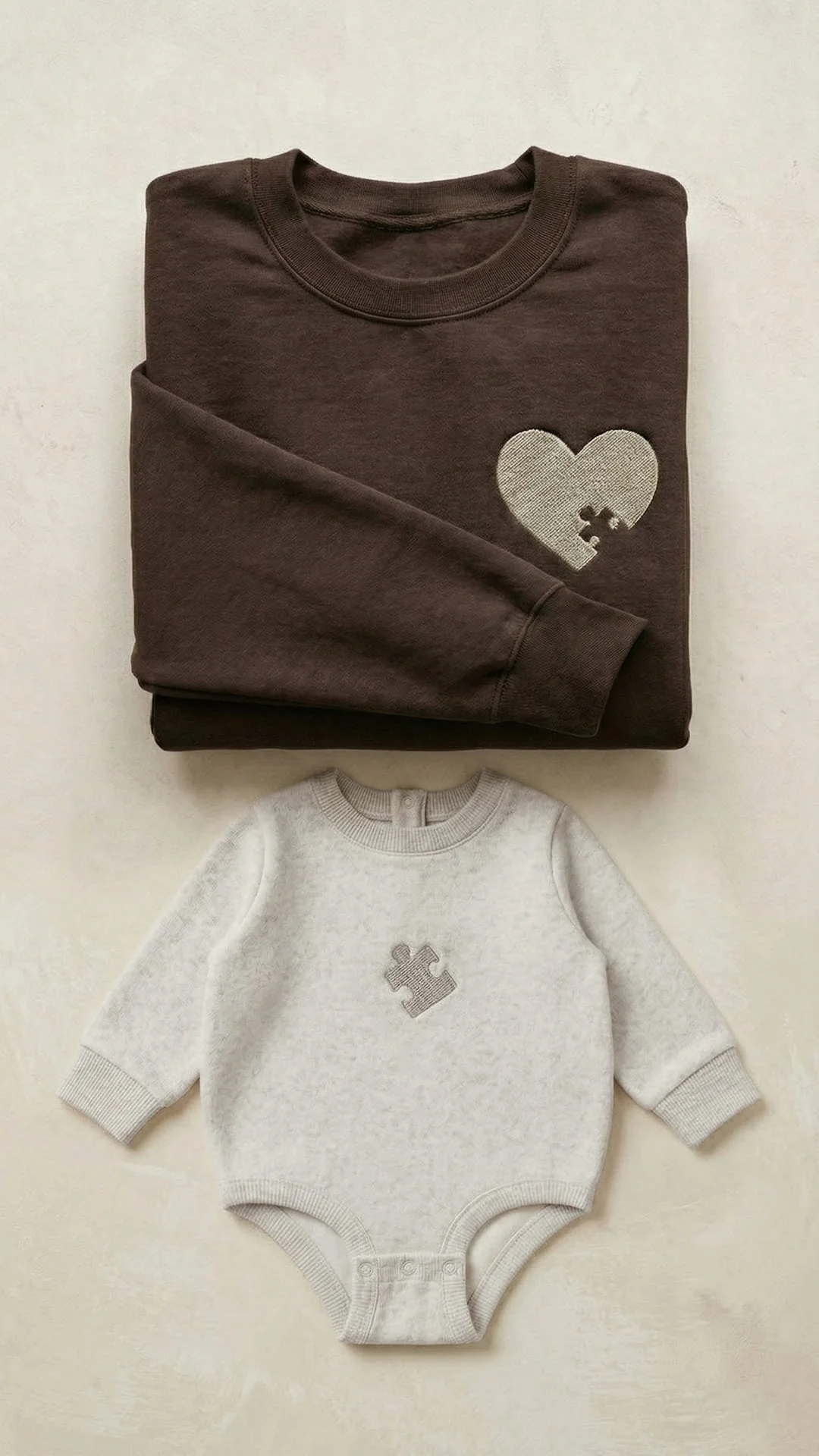Mama & Mini Puzzle Piece Embroidered Set | Adult Heart Sweatshirt - Image 8