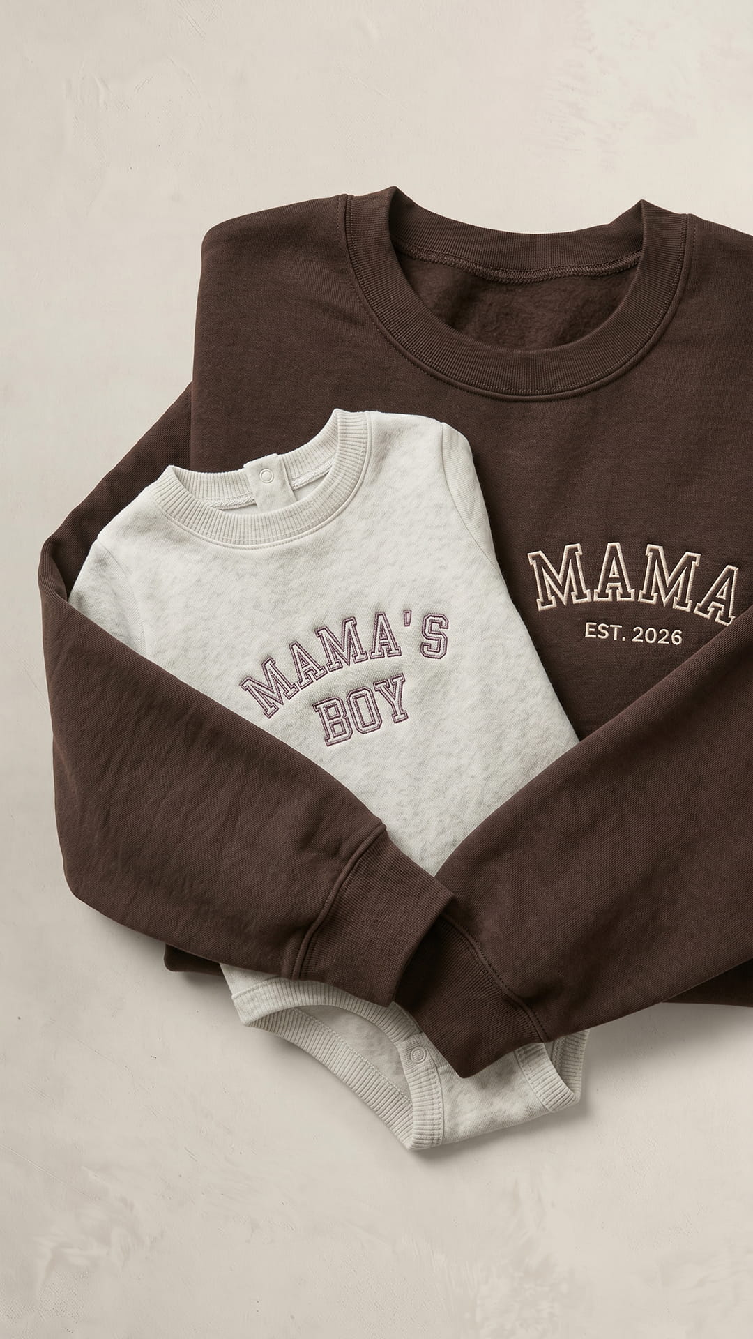 Mama’s Boy Embroidered Set | Adult Mama Est. Sweatshirt