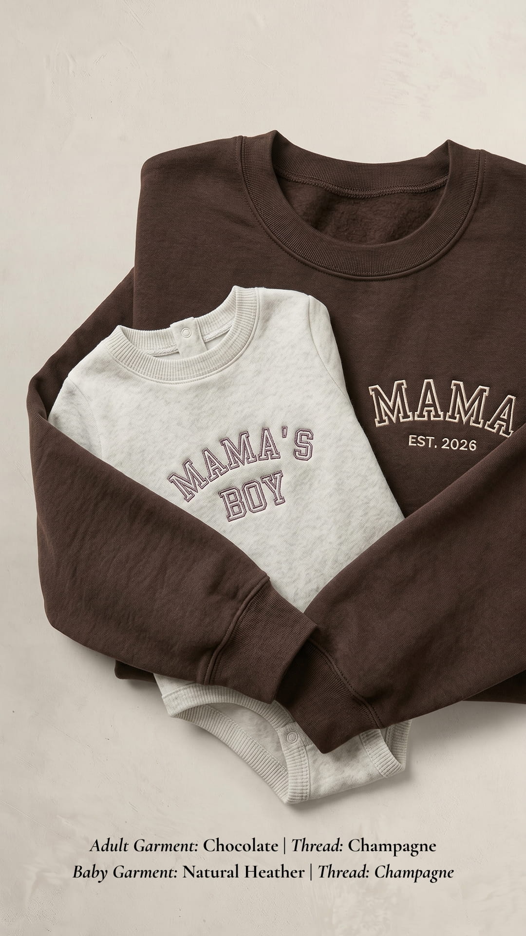 Mama’s Boy Embroidered Set | Adult Mama Est. Sweatshirt - Image 4