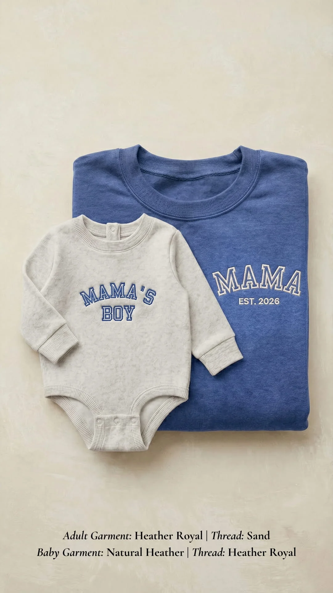Mama’s Boy Embroidered Set | Adult Mama Est. Sweatshirt - Image 5