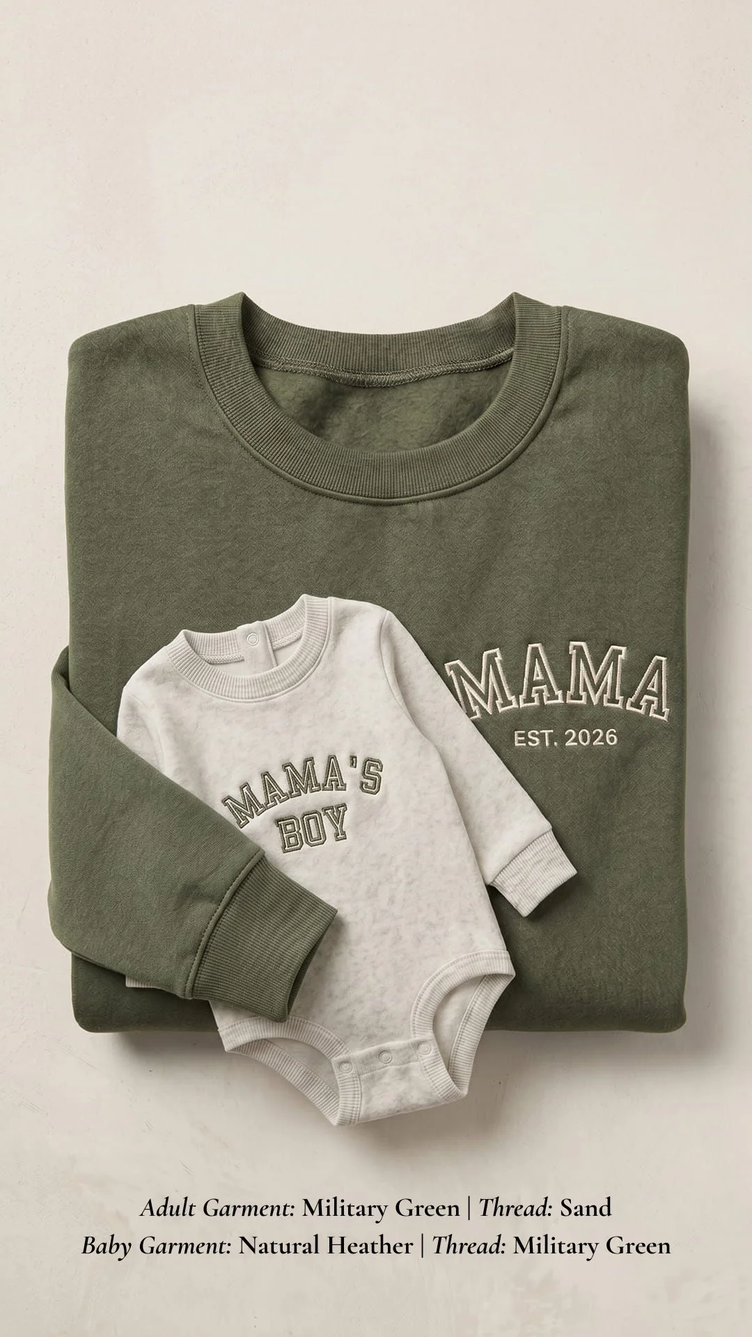 Mama’s Boy Embroidered Set | Adult Mama Est. Sweatshirt - Image 6