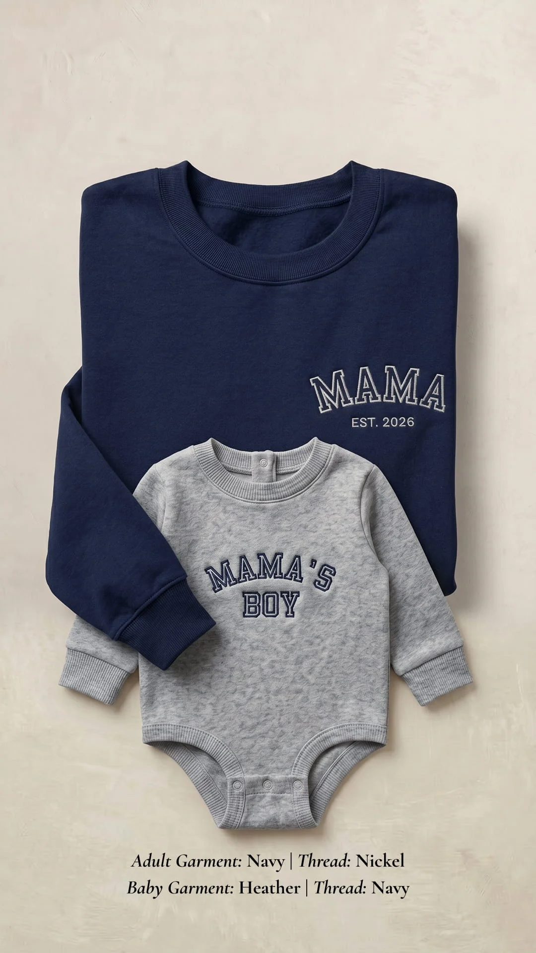 Mama’s Boy Embroidered Set | Adult Mama Est. Sweatshirt - Image 7