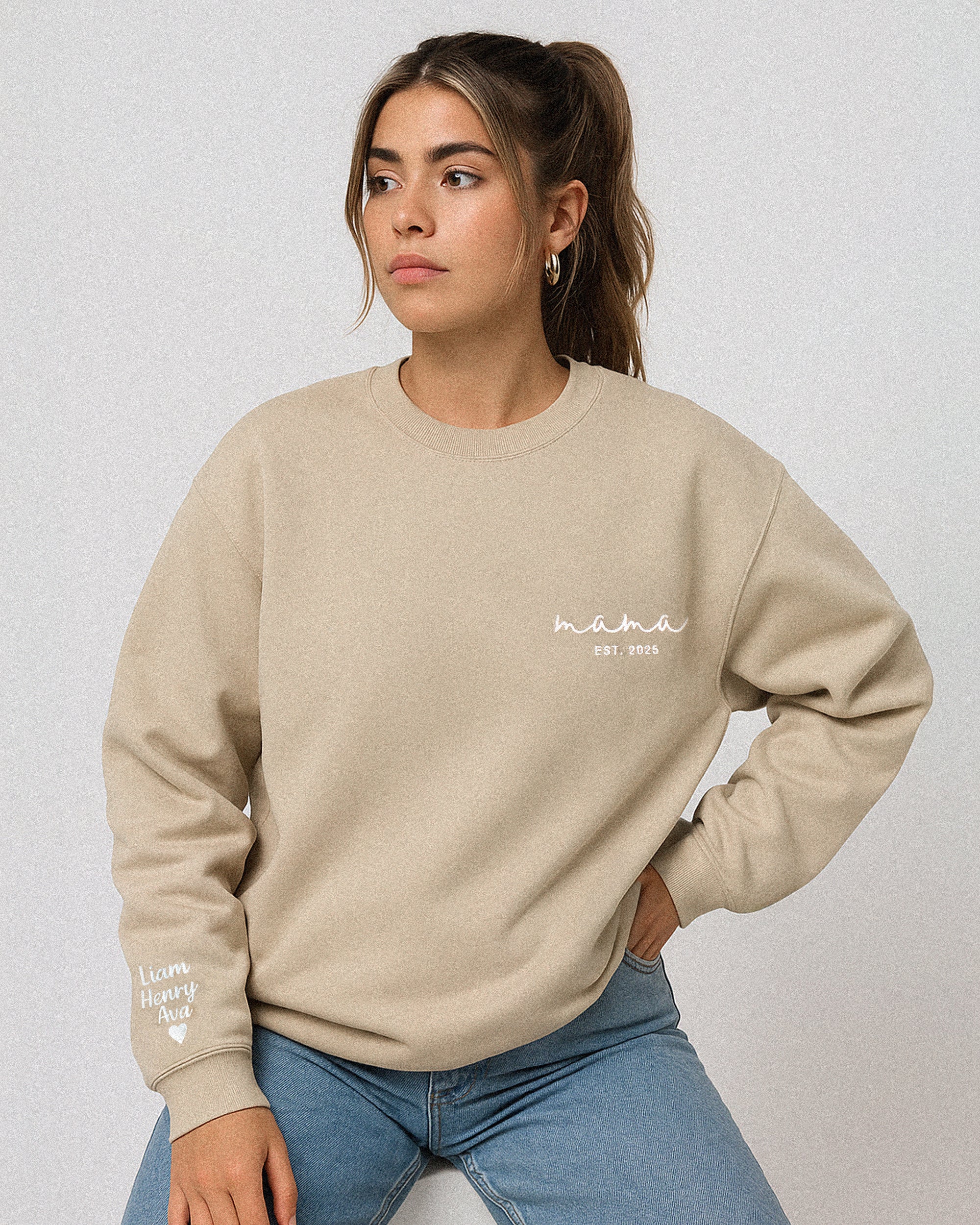 Minimalist Script Mama Embroidered Sweatshirt - Image 3