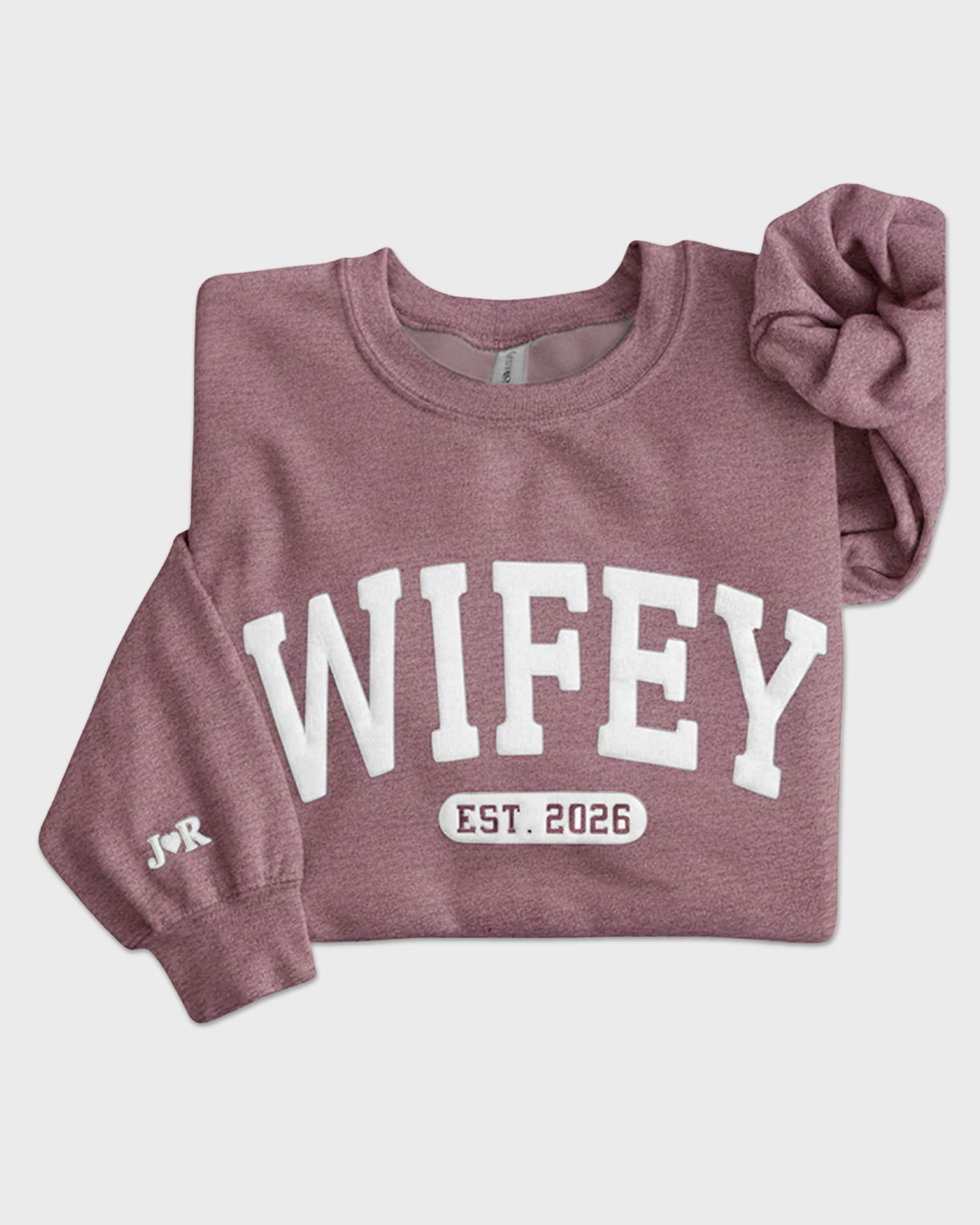 Personalized Wifey Embossed Sweatshirt - Image 9
