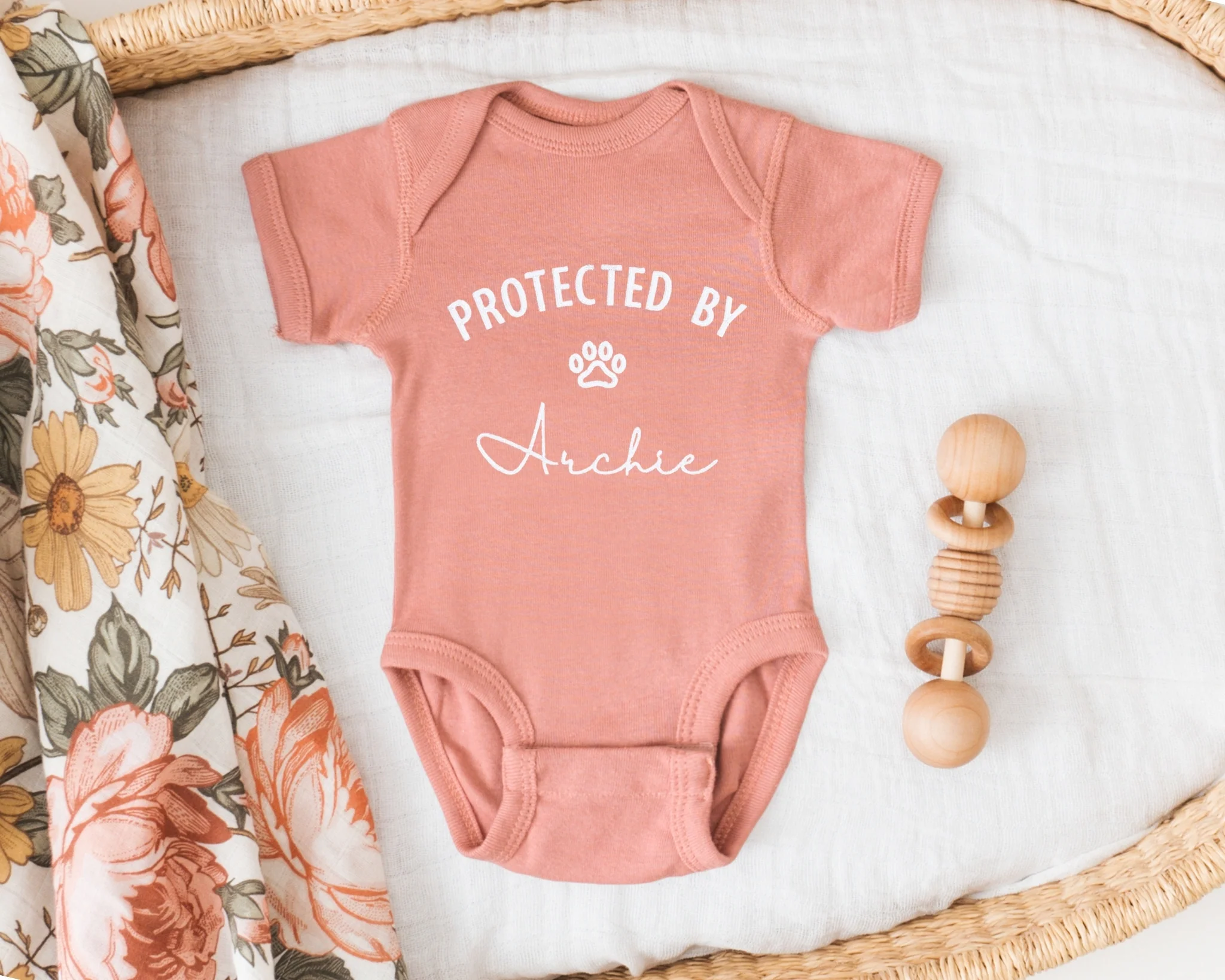 Protected by Dog Embroidered Bodysuit - Image 7