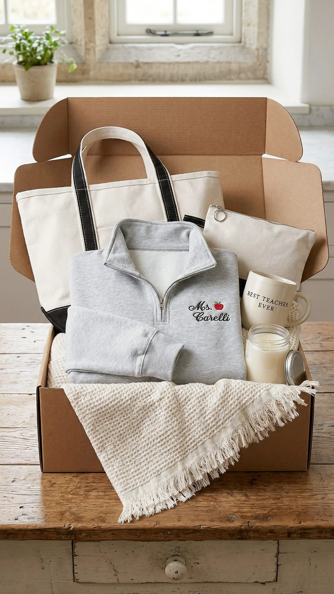 Teacher Gift Box with Custom Embroidered Quarter-Zip - Image 17