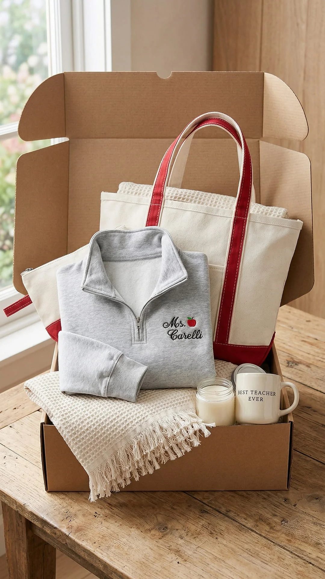 Teacher Gift Box with Custom Embroidered Quarter-Zip - Image 5