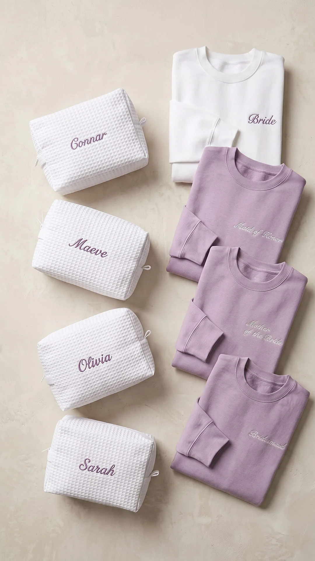 The Bridal Party Gift Set | Script Embroidered Sweatshirt & Personalized Spa Bag - Image 6