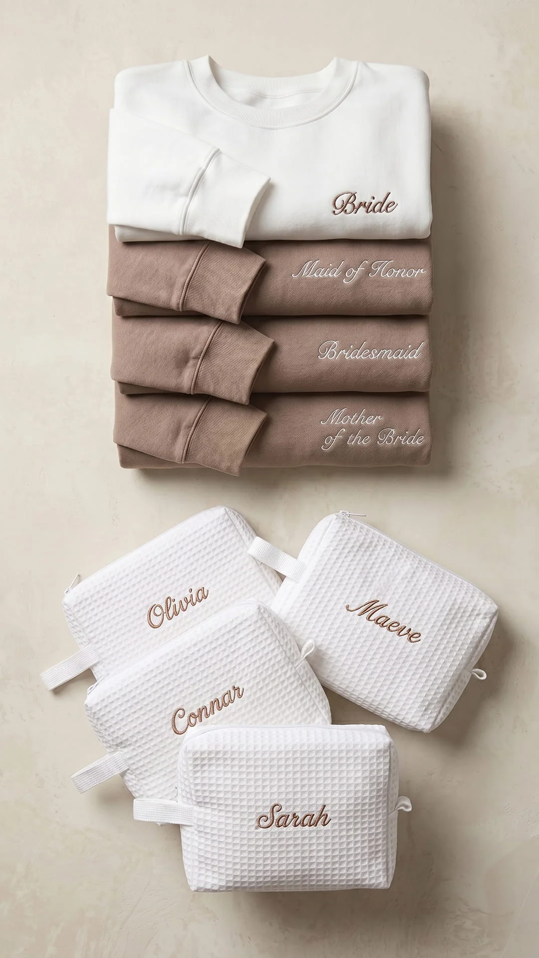 The Bridal Party Gift Set | Script Embroidered Sweatshirt & Personalized Spa Bag - Image 9