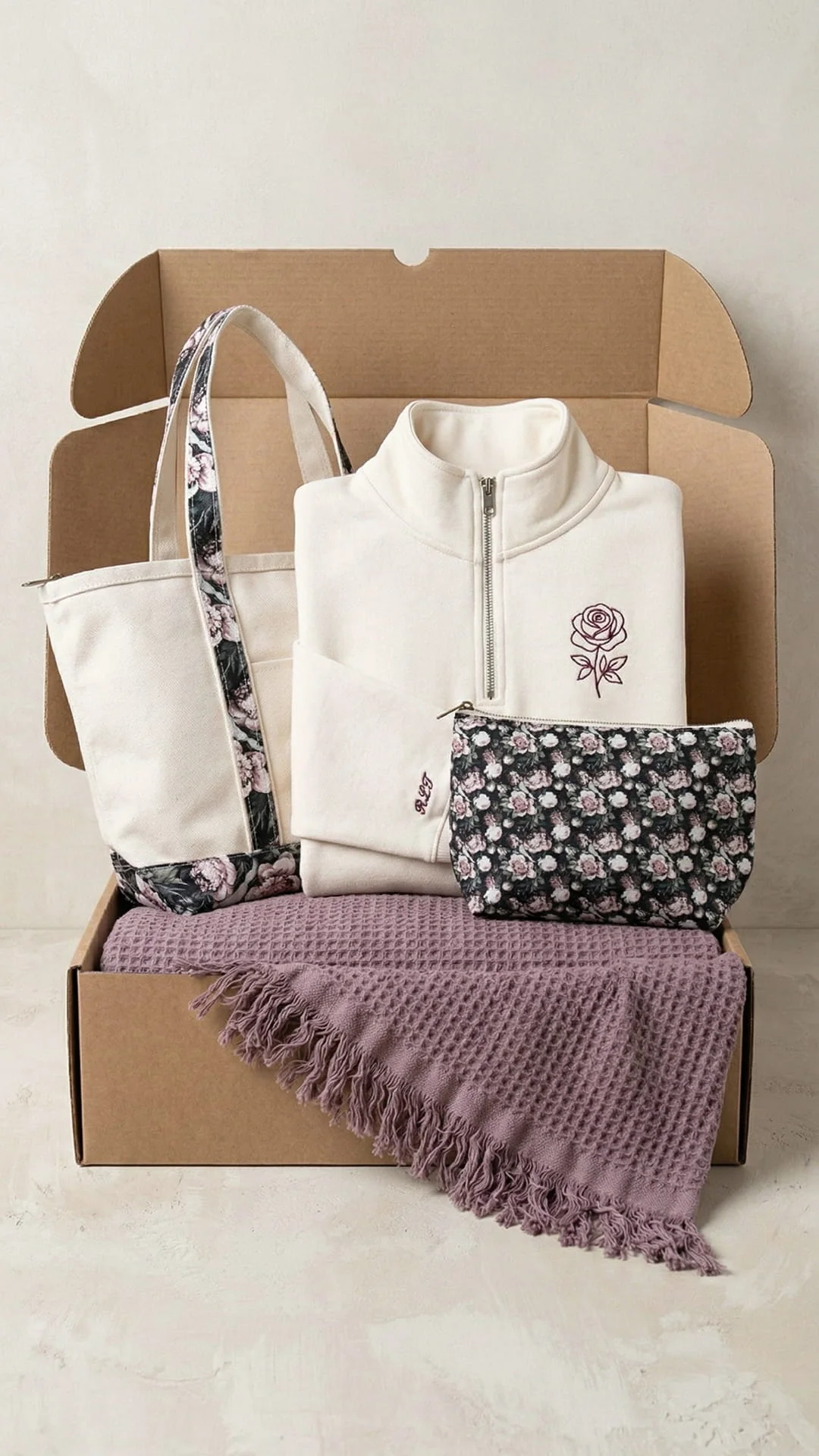 The Floral Keepsake Box | Custom Embroidered Birth Flower Quarter-Zip - Image 10