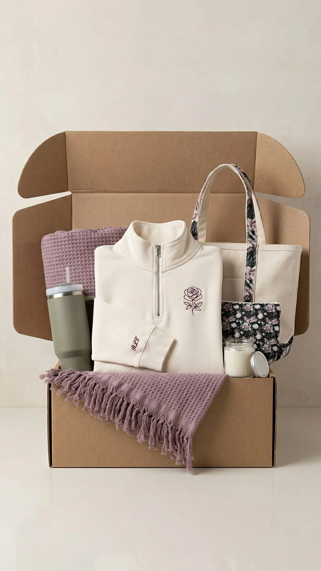 The Floral Keepsake Box | Custom Embroidered Birth Flower Quarter-Zip - Image 7