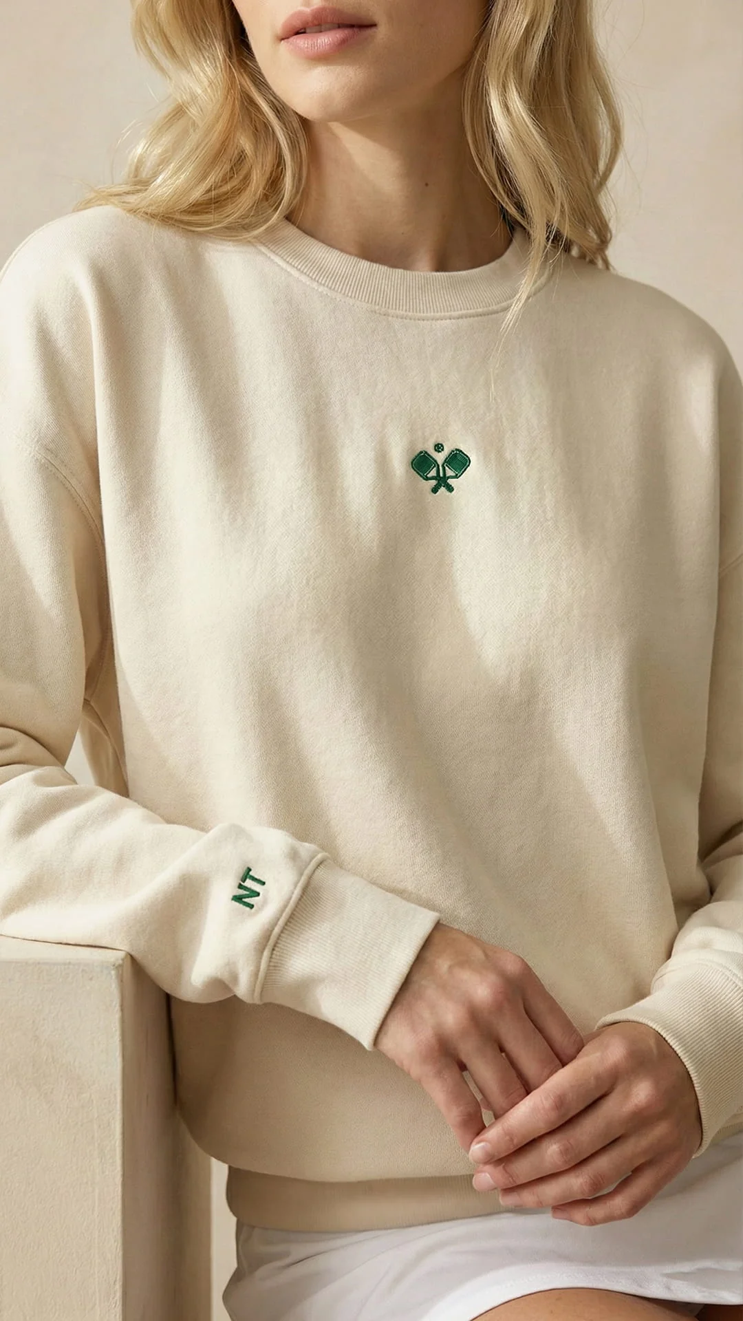 The Heritage Pickleball Sweatshirt | Natural & Court Green - Image 5