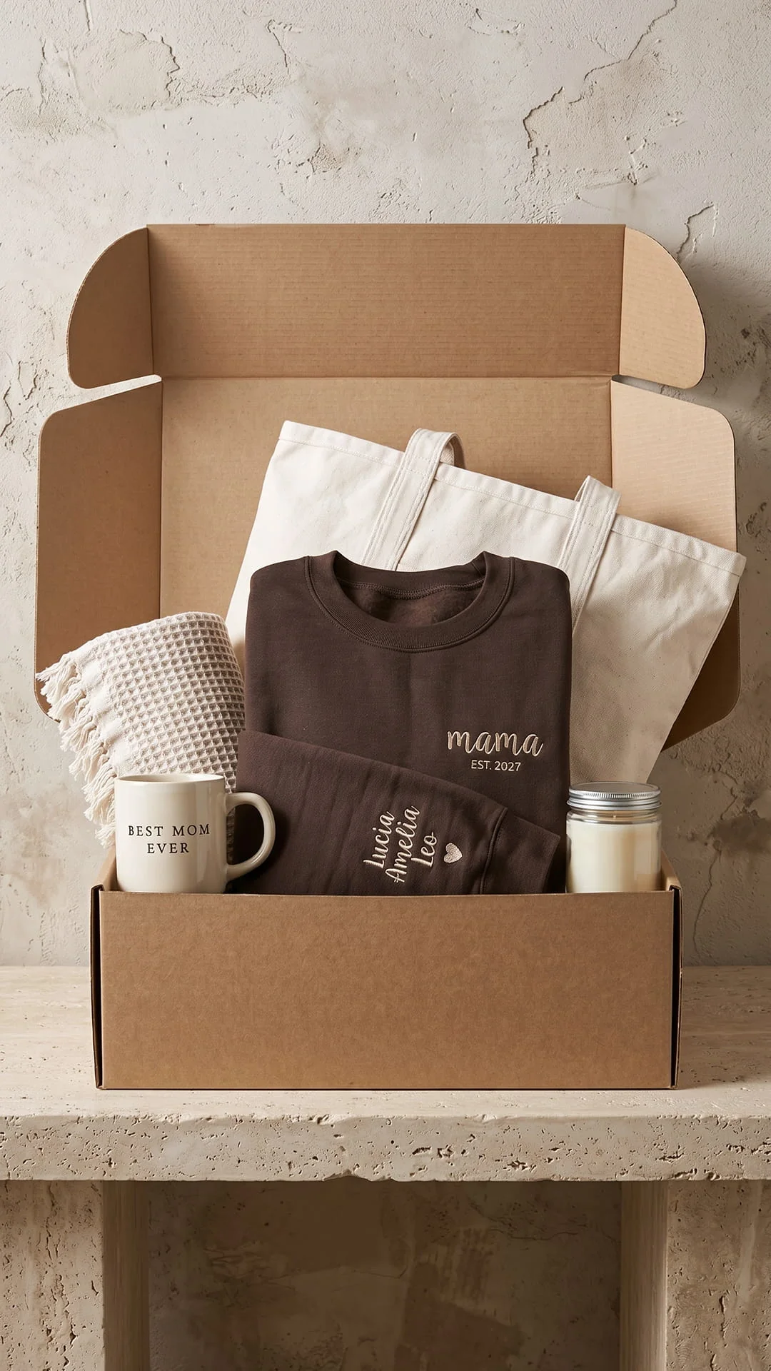 The Mama Keepsake Box | Custom Script Embroidered Sweatshirt Gift Set - Image 9