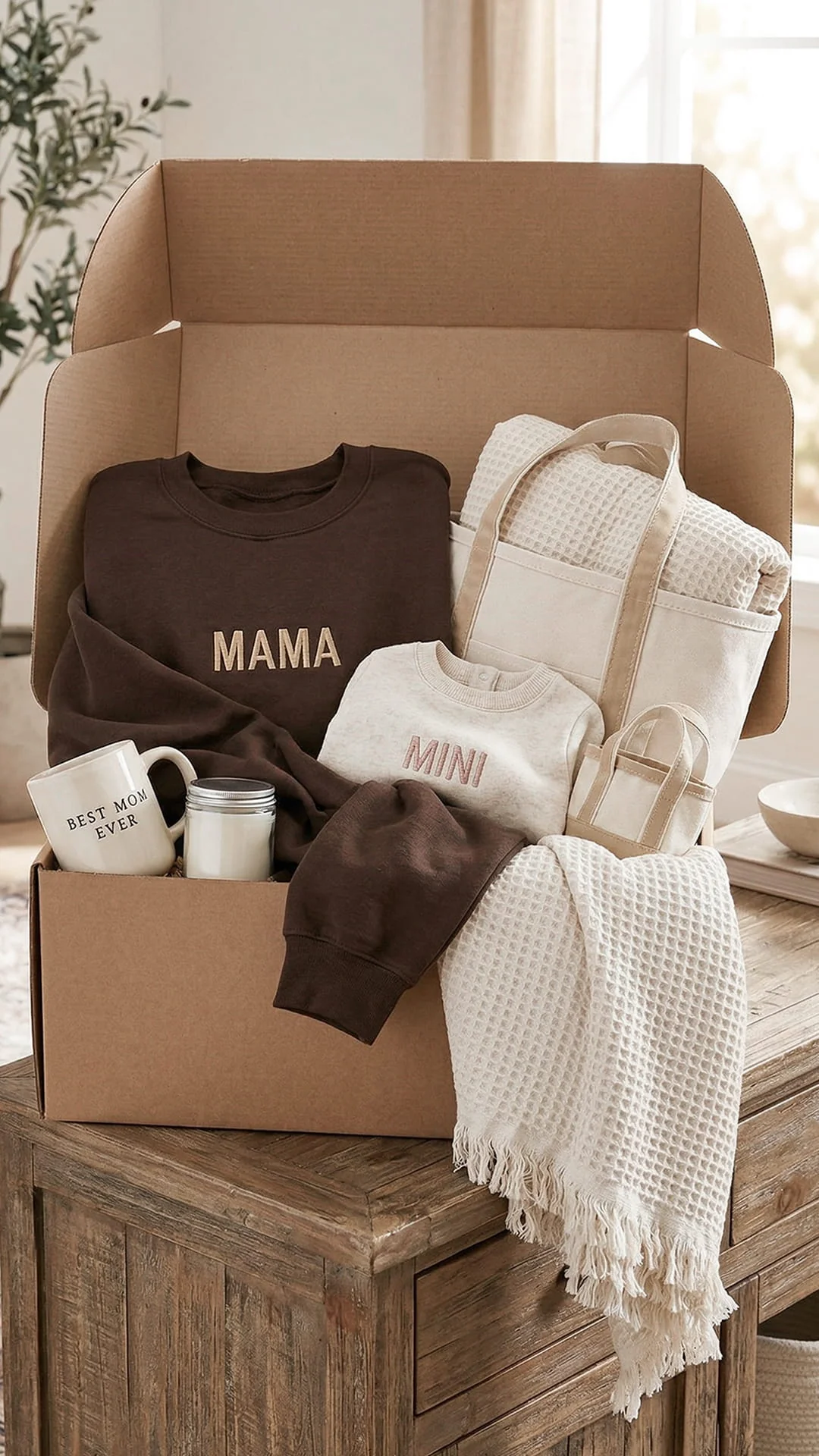 The Matching Mama & Mini Keepsake Box | Embroidered Sweatshirts & Matching Totes, Waffle Blanket, Mug, and Candle - Image 14