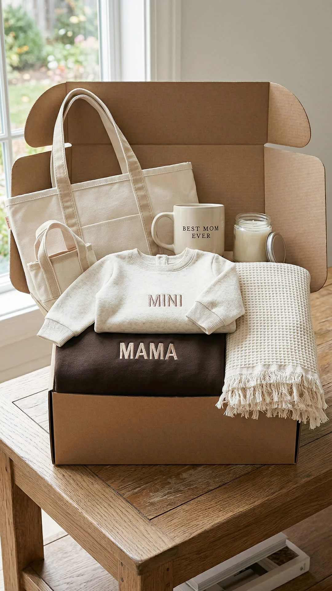 The Matching Mama & Mini Keepsake Box | Embroidered Sweatshirts & Matching Totes, Waffle Blanket, Mug, and Candle - Image 5