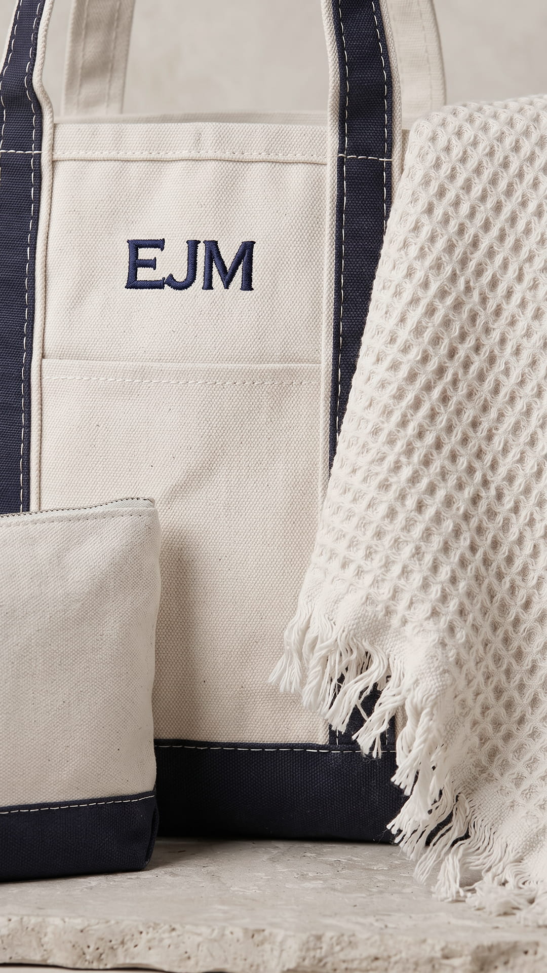 The Monogram Keepsake Box | Personalized Tote, Clutch & Waffle Throw Gift Set - Image 20