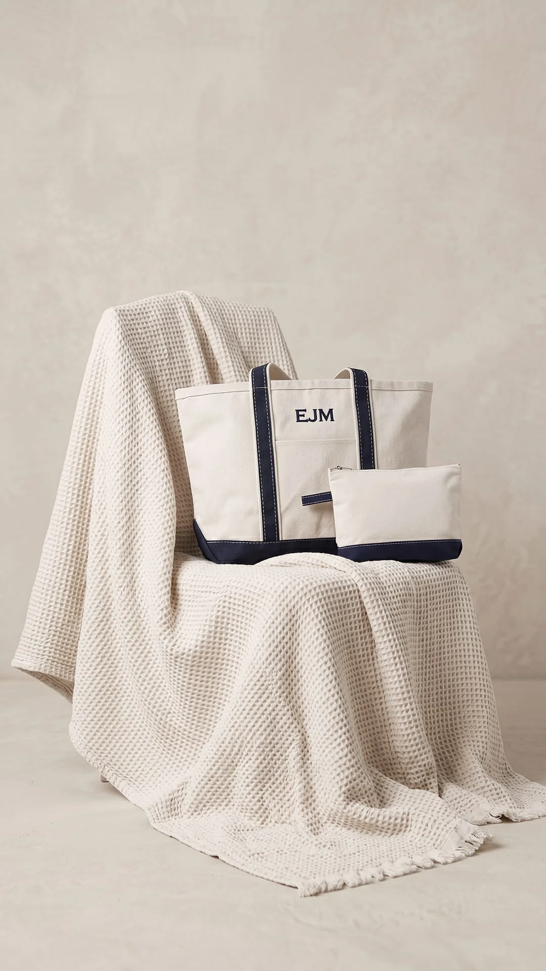 The Monogram Keepsake Box | Personalized Tote, Clutch & Waffle Throw Gift Set - Image 23